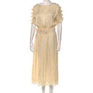 Carol Peretz 100% Silk Vintage Dress Embroidered Italy Cream Lace Long Dress 8